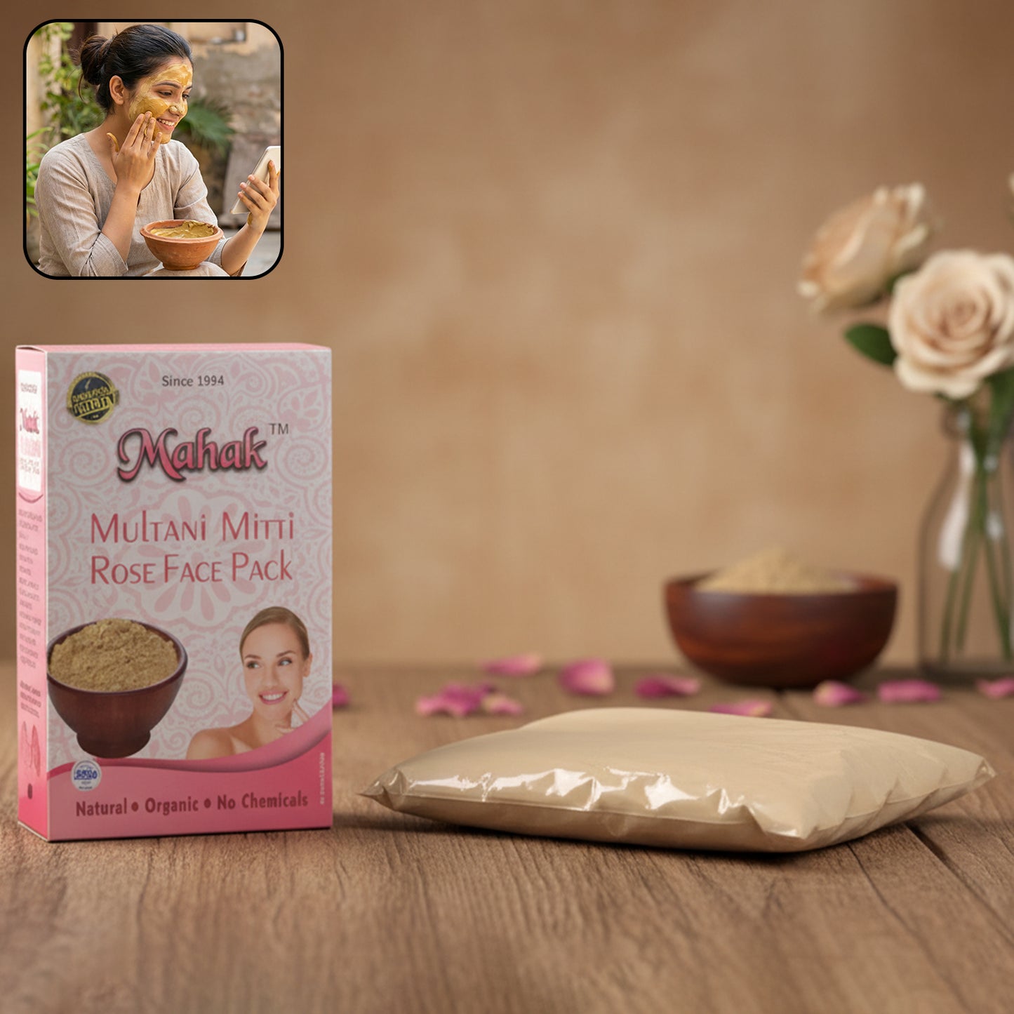 Herbal Multani Mitti  Rose Based Face Pack  80 Gm