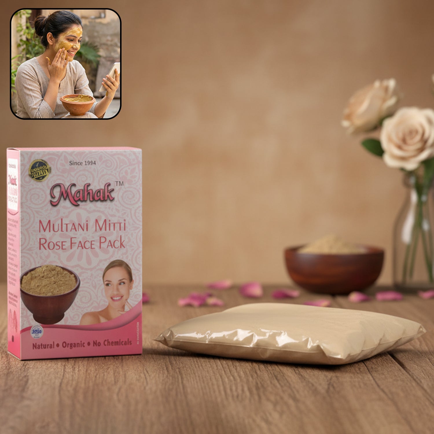 Herbal Multani Mitti  Rose Based Face Pack  80 Gm