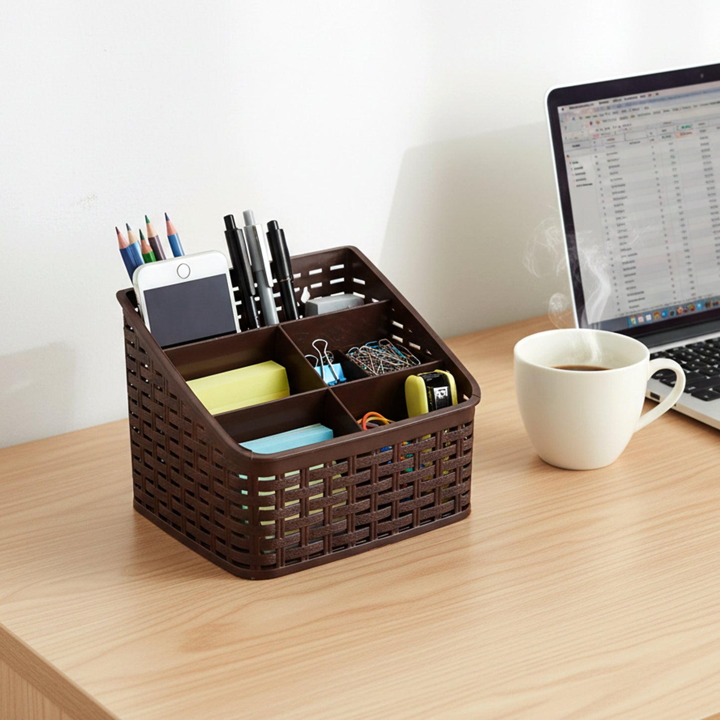 5 Compartment Multipurpose Desk Organizer Basket (1 Pc)