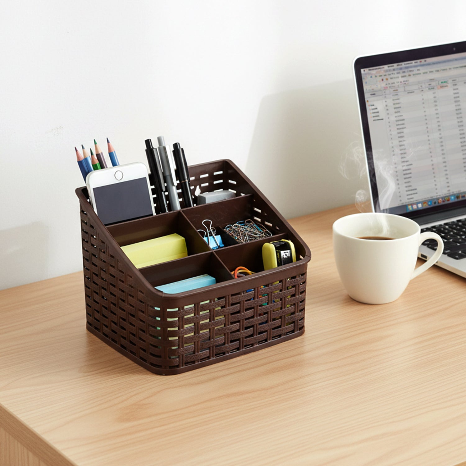 5 Compartment Multipurpose Desk Organizer Basket (1 Pc)