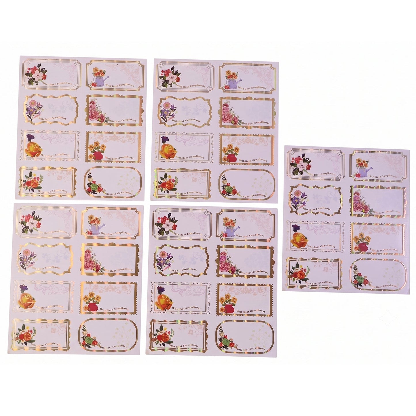 Gift Tag Stickers With Best Compliments Floral Foil Labels For Gifting (40 Pc)