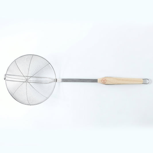 Stainless Steel Frying Skimmer Strainer With Wooden Handle (1 Pc 45 Cm)