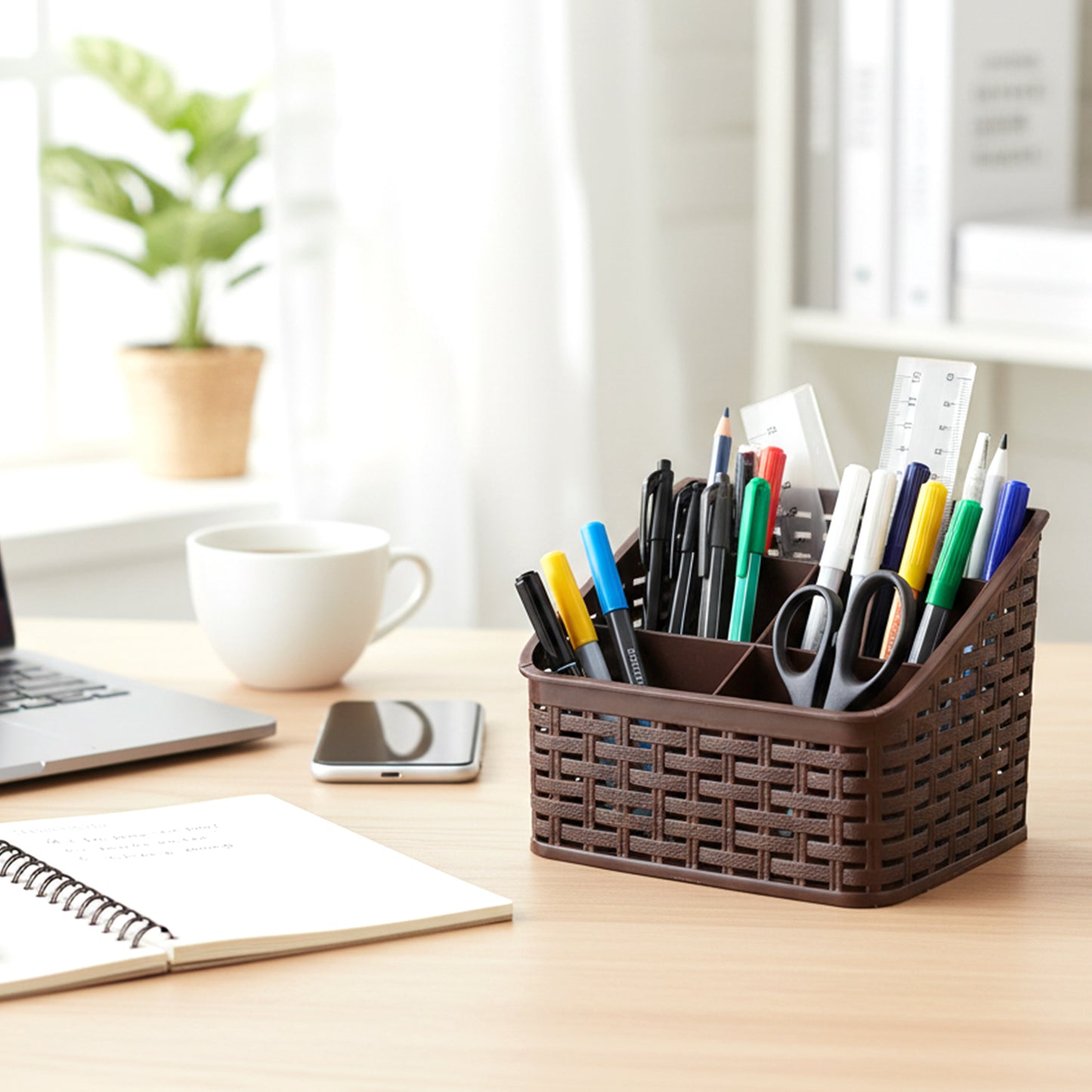 5 Compartment Multipurpose Desk Organizer Basket (1 Pc)