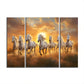 Horses Sunset 3 Panel Mdf Wall Frame Wall Art Painting 16.5x12in (1 Pc)