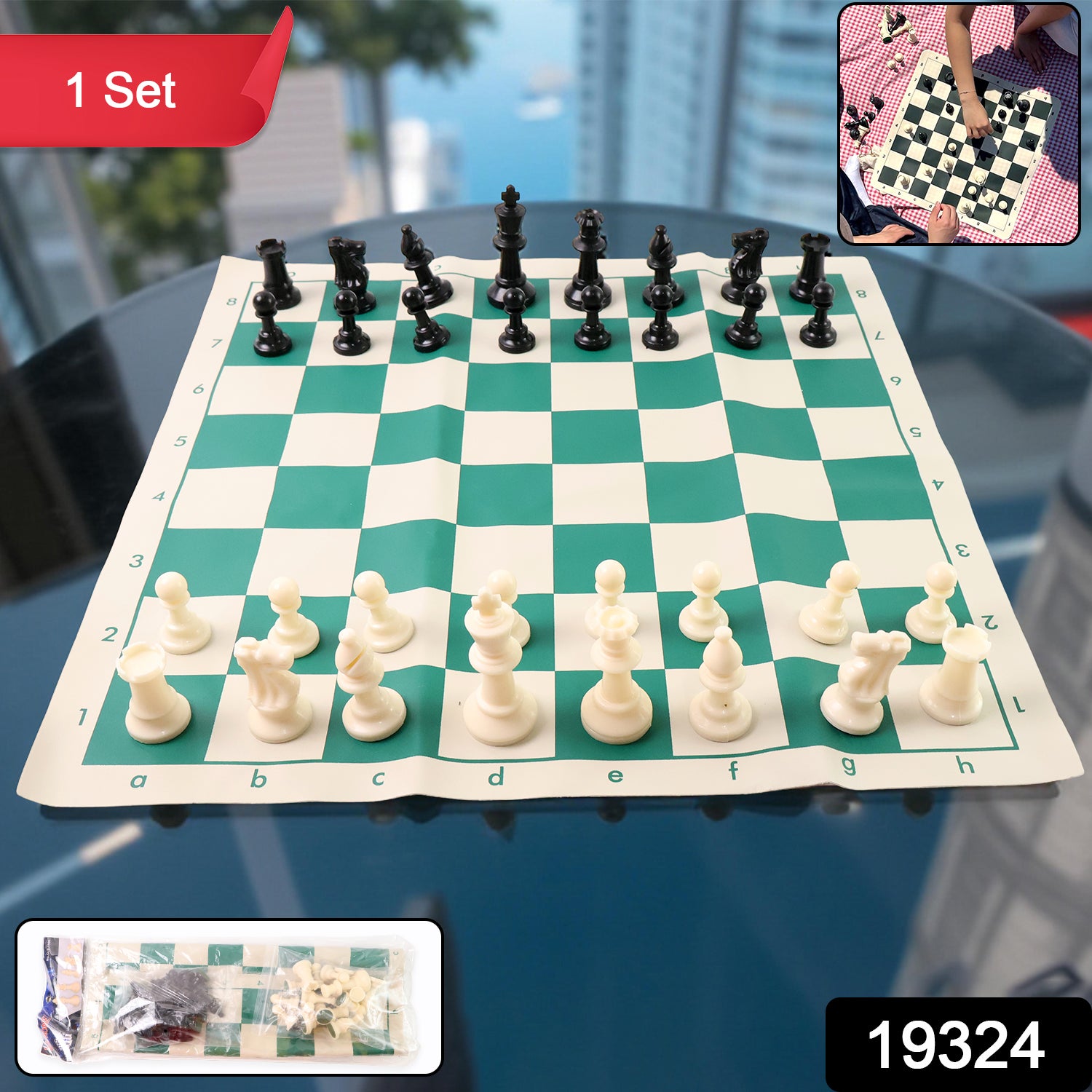 Big Premium Portable Chess Set Plastic Chess Pieces (1 Set)