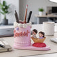 Romantic Love Couple Pen Holder Stand Resin Desk Organizer Pencil Cup (1 Pc)