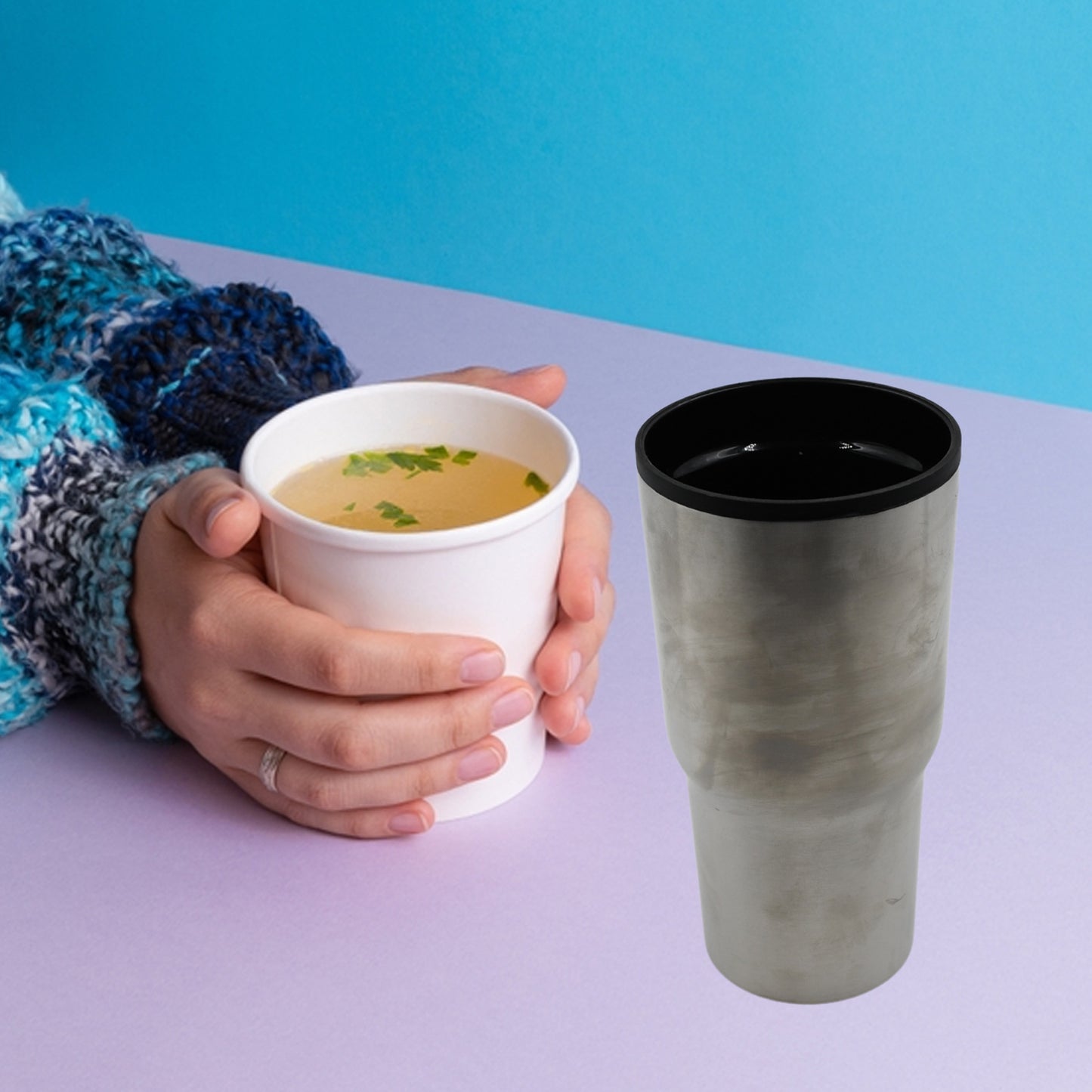 5961  Stainless Steel Vacuum Glass Insulated Glass Coffee Cups Double Walled Travel Mug Car Coffee Mug