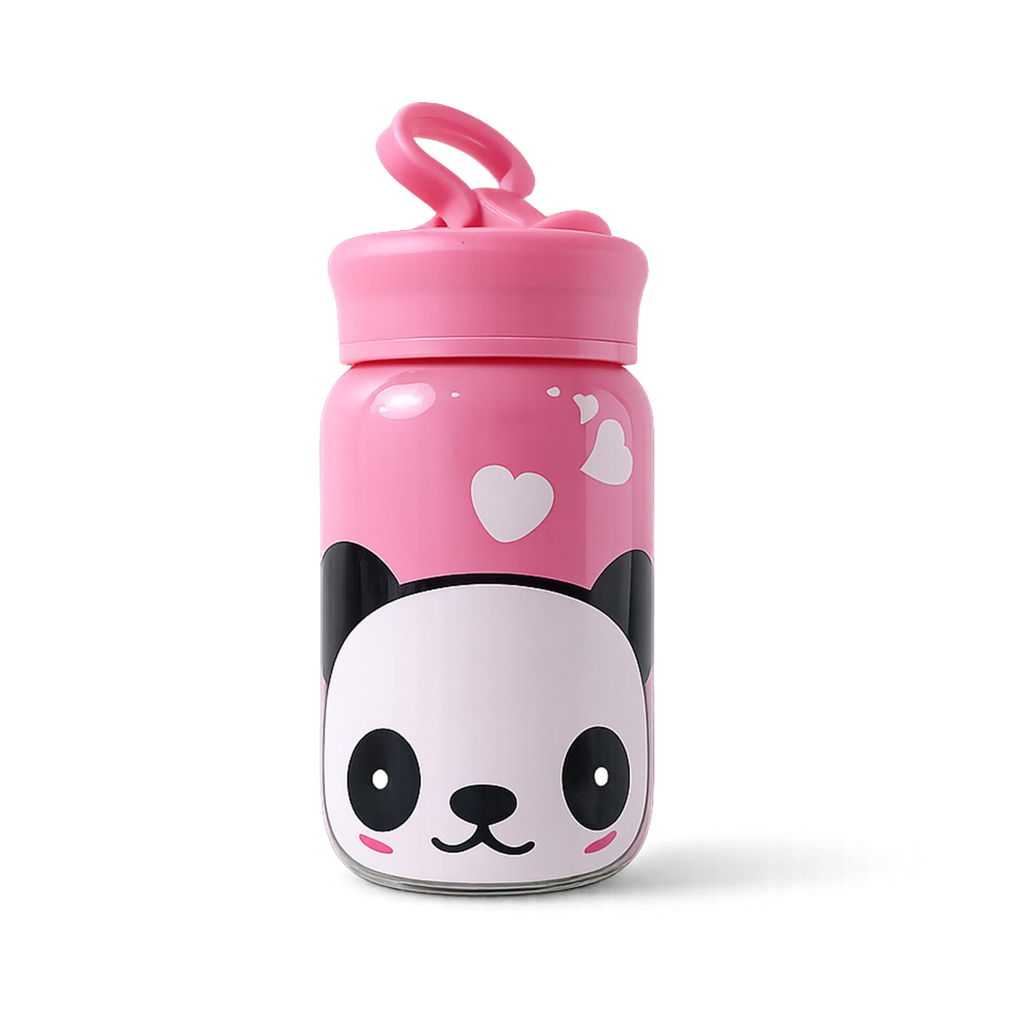 Cute Cartoon Printed Glass Drinking Bottle Cup With Lid (340 Ml)