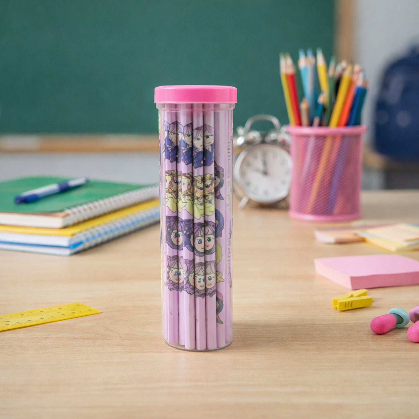 Cartoon Printed Wooden Pencil Set (50 Pc Pack)