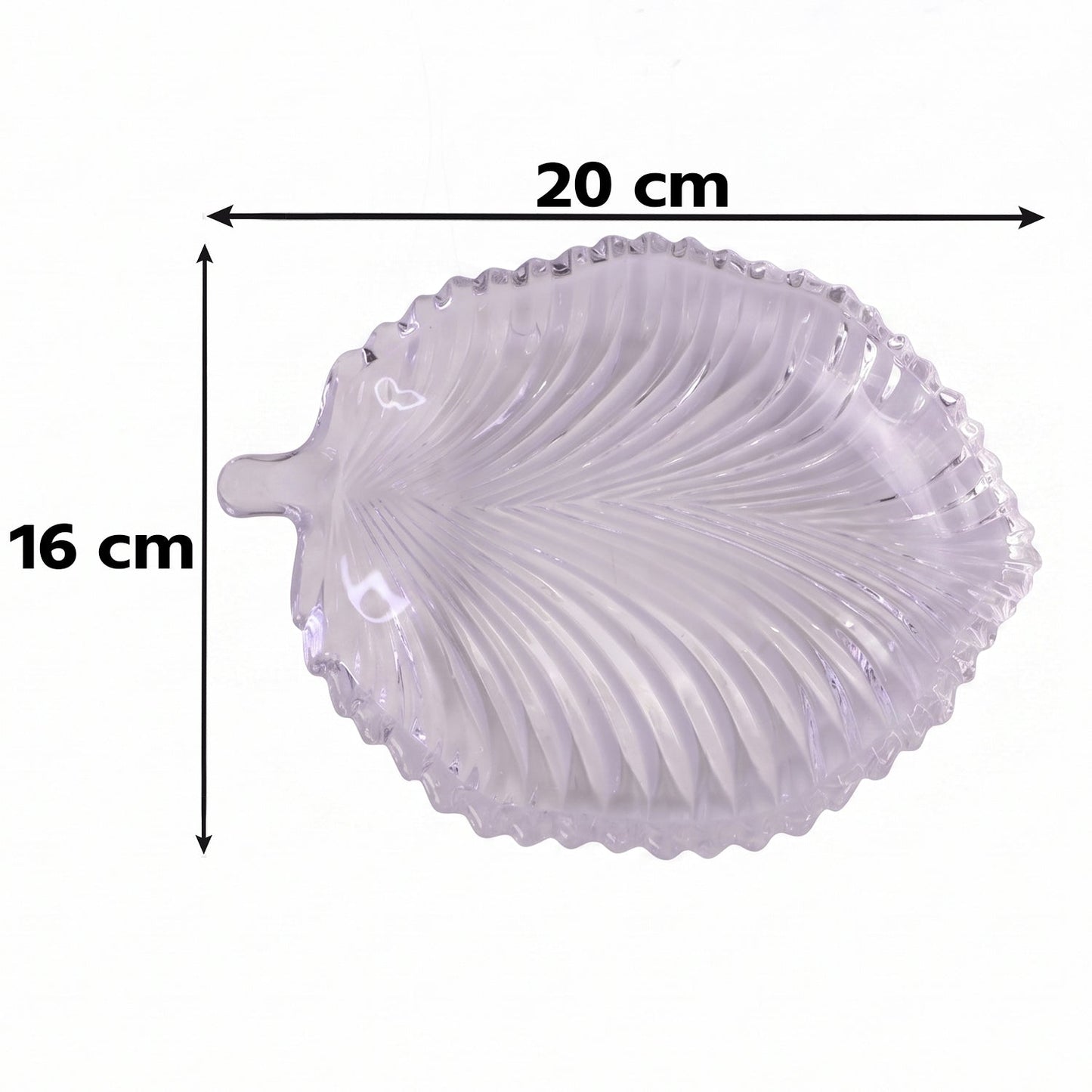 Leaf Shape Glass Serving Tray 20 X 16 Cm Platter For Snacks And Dessert (1 Pc)