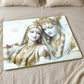 Premium Radha Krishna Royal White Gold Finish Wall Art Frame (1 Pc, 60x45 Cm)
