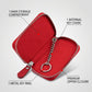 Leather Car Key Case Smart Key Holder Pouch With Zip And Snap Hook (1 Pc)