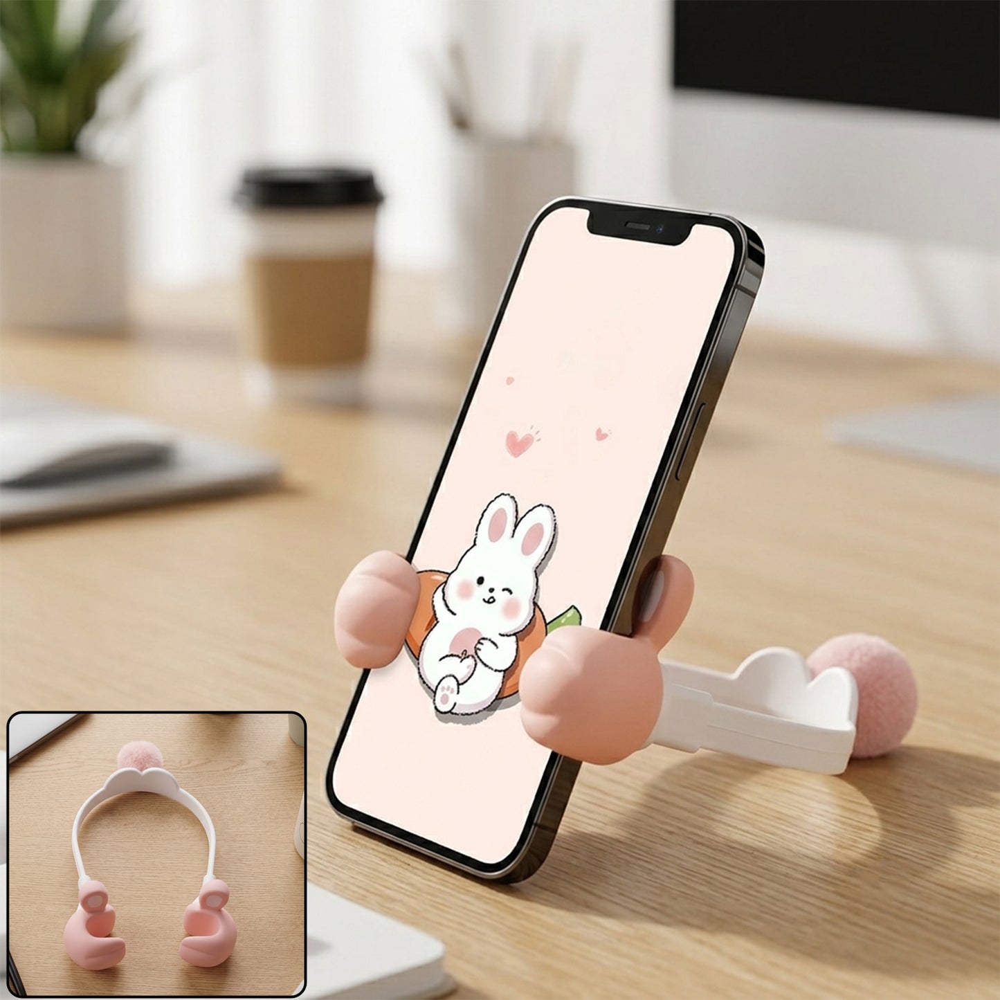 Flexible Bunny Phone Holder With Long Adjustable Neck Desktop Mobile Stand (1 Pc)