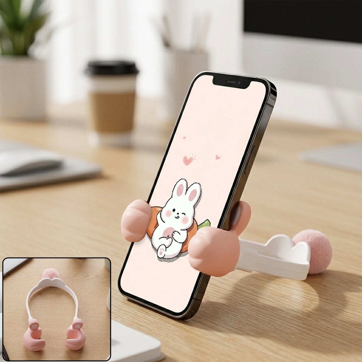 Flexible Bunny Phone Holder With Long Adjustable Neck Desktop Mobile Stand (1 Pc)