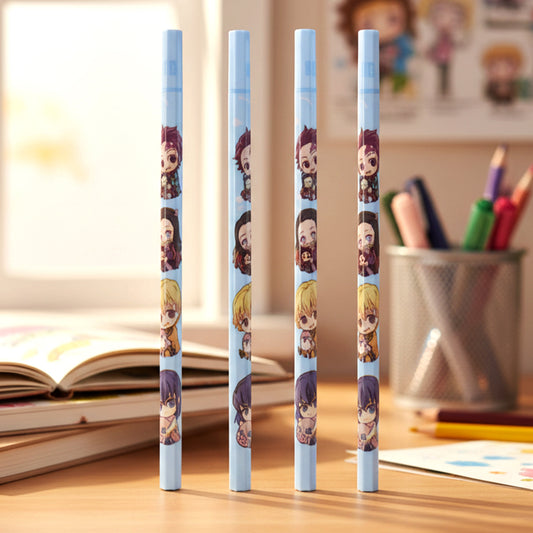 Cartoon Printed Pencil Set For Kids  Cute School Writing Pencils (4 Pc)
