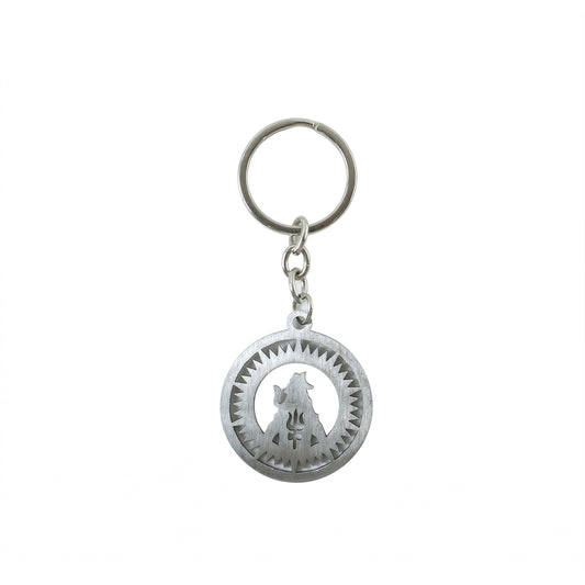 Premium Metal Round Mahakal Keychain 1 Pc