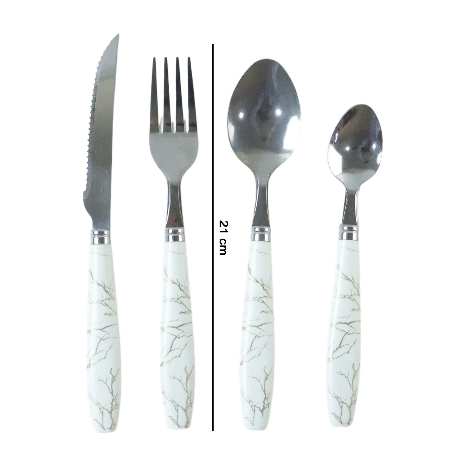 Stainless Steel Cutlery Set With Marble Design Handle (4 Pc  Set)