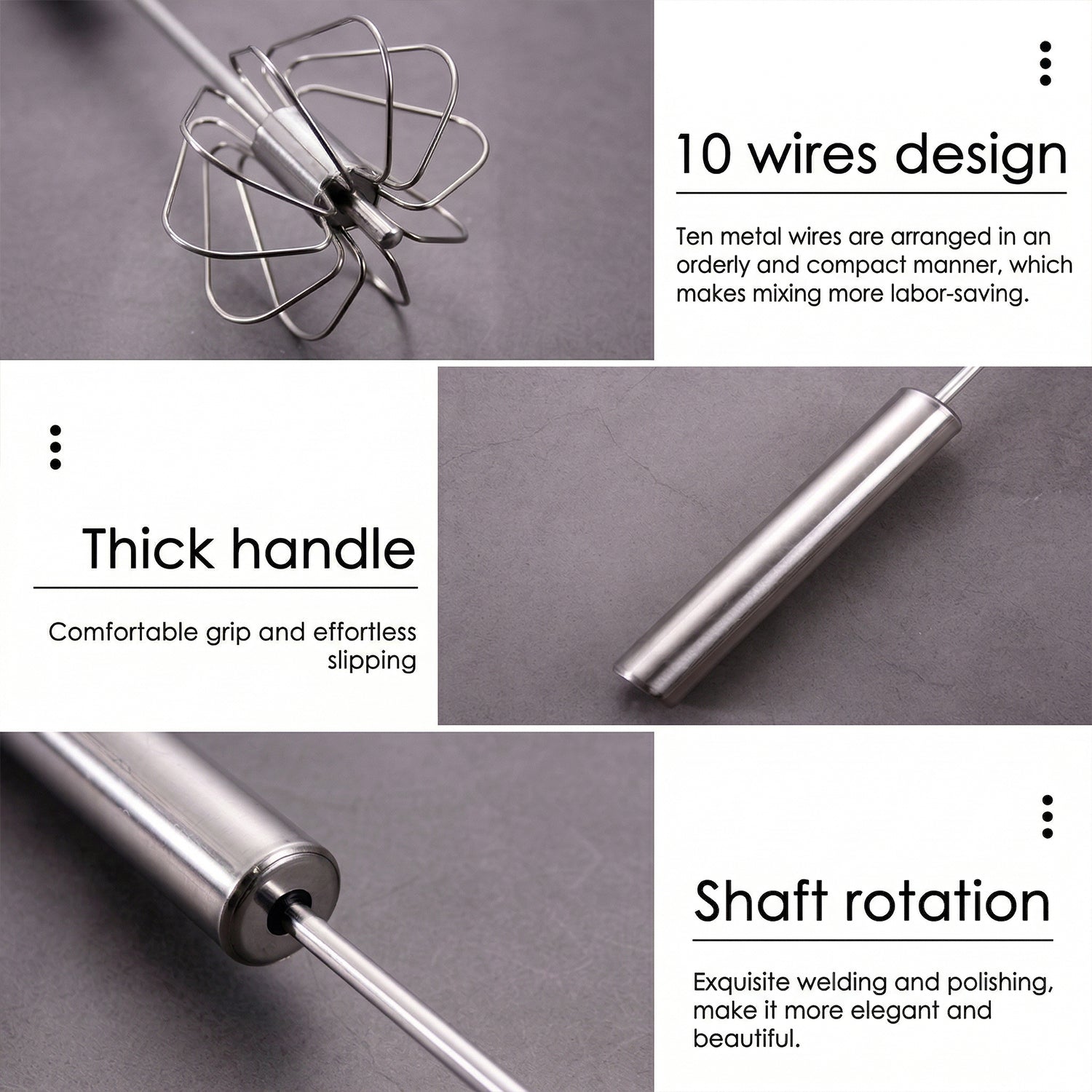 Stainless Steel Hand Push Rotary Whisk (1 Pc 29 Cm)