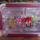 Stainless steel lunch box with compartments and utensils, ideal for school or camping.