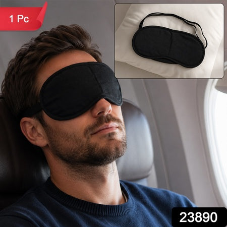 Soft Black Fabric Sleeping Eye Mask For Flight Travel And Night Rest (1 Pc)