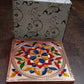 1 Pc Meenakari Wooden Chowki & Bajot Set: For Home & Office Puja (Multicolor)