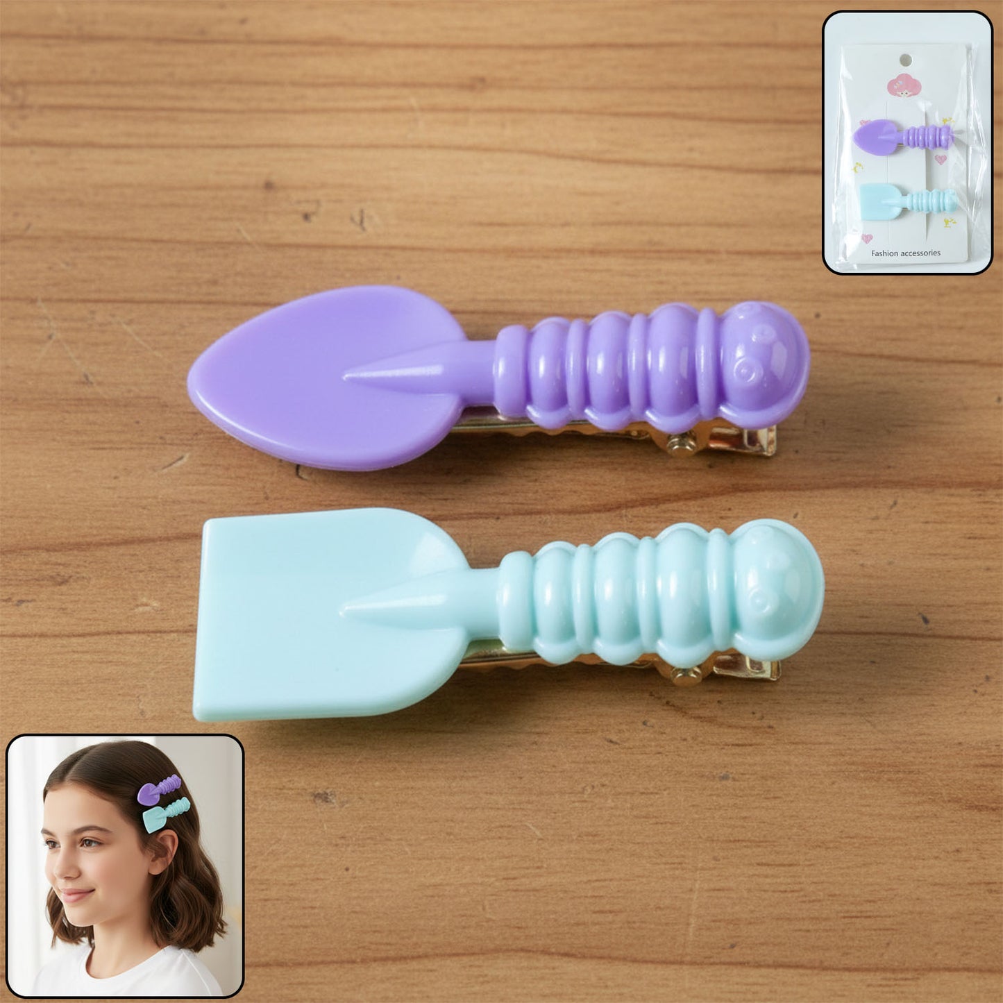 Cute Mini Spade  Leaf Shape Hair Clip Set (2 Pc)