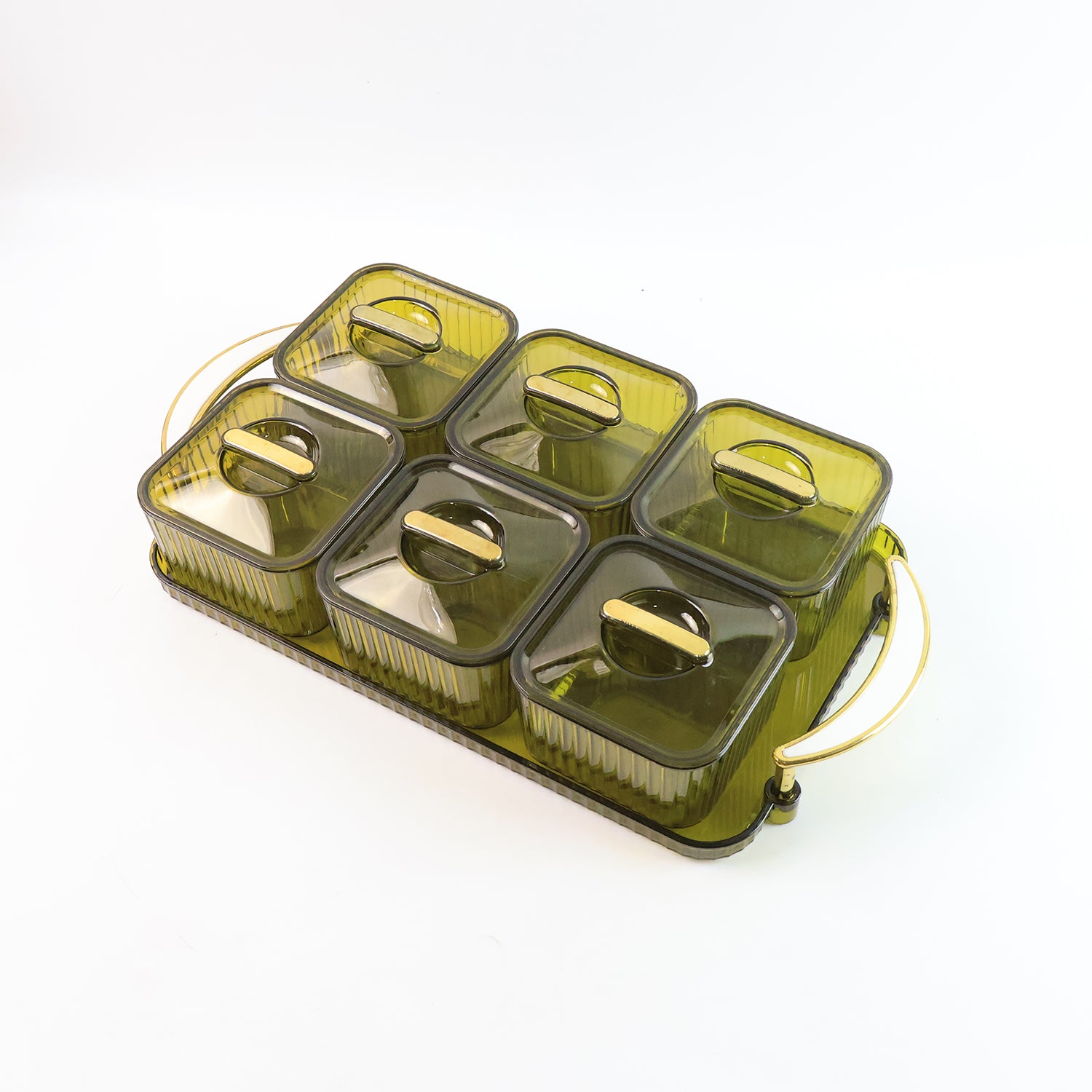 Liger Multipurpose Transparent Spice Jar Set With Tray And Lids 400ml Approx (6 Pc)