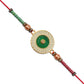 Elegant Green Circular Rakhi With Golden Filigree Design