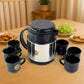 Tea and Coffee Thermos Flask and 6 Ceramic Cups (1 Set)