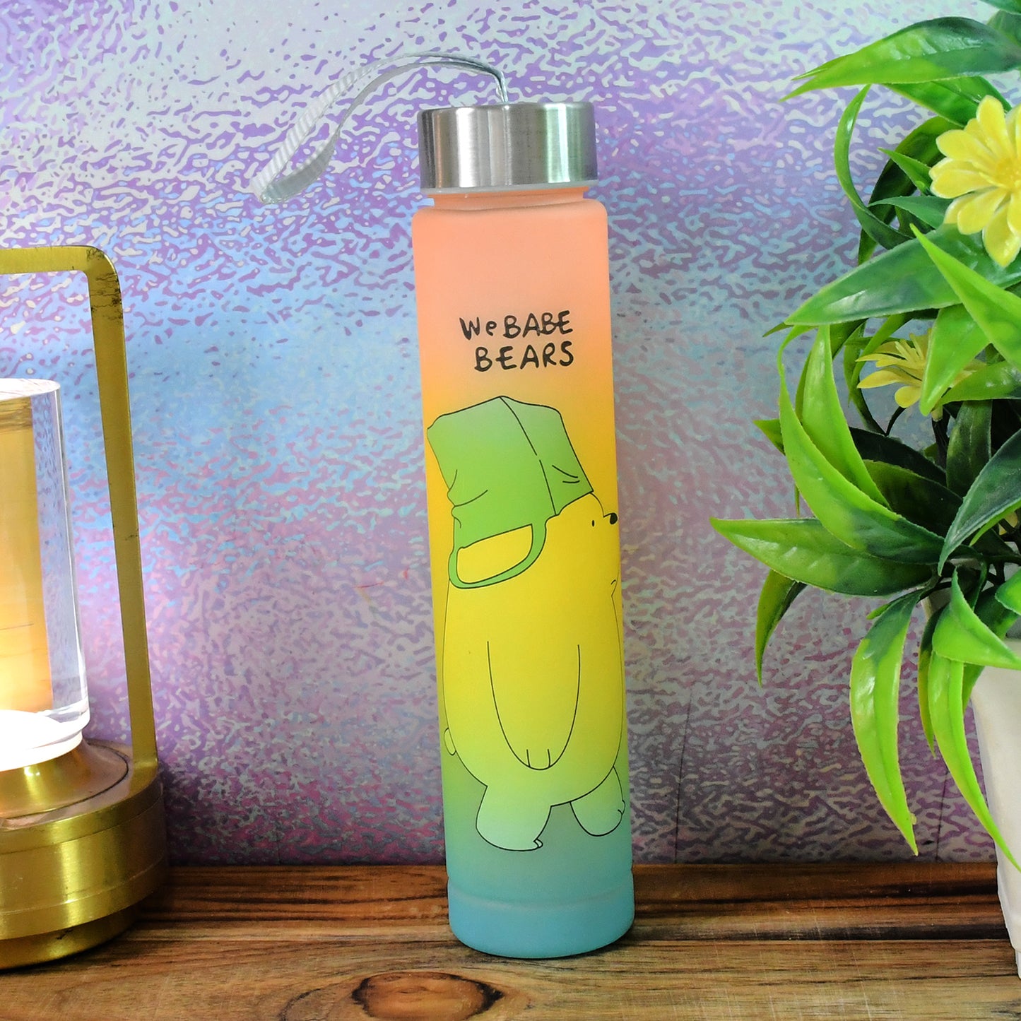 300 Ml Cute Cartoon Printed Plastic Water Bottle