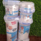 Airtight round food storage container with leak-proof lid, perfect for various liquids and foods.