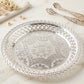 Decorative Silver Serving Tray  Elegant Round Floral Design