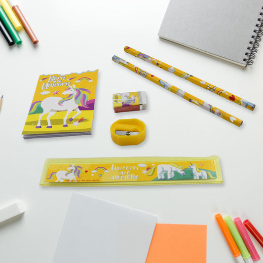 4599   6 Pc Set Stationary Set Including Pencil Ruler Rubber Pencil Sharpener  School Office Product Gift
