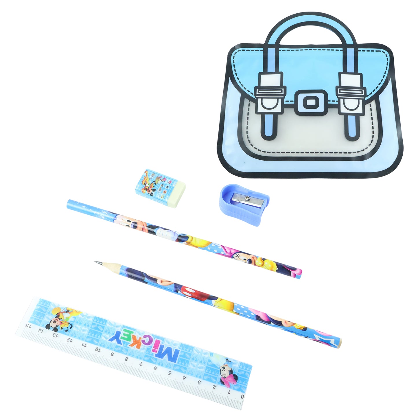 Kids 5 In 1 Stationery Kit With Cartoon Style Carry Bag