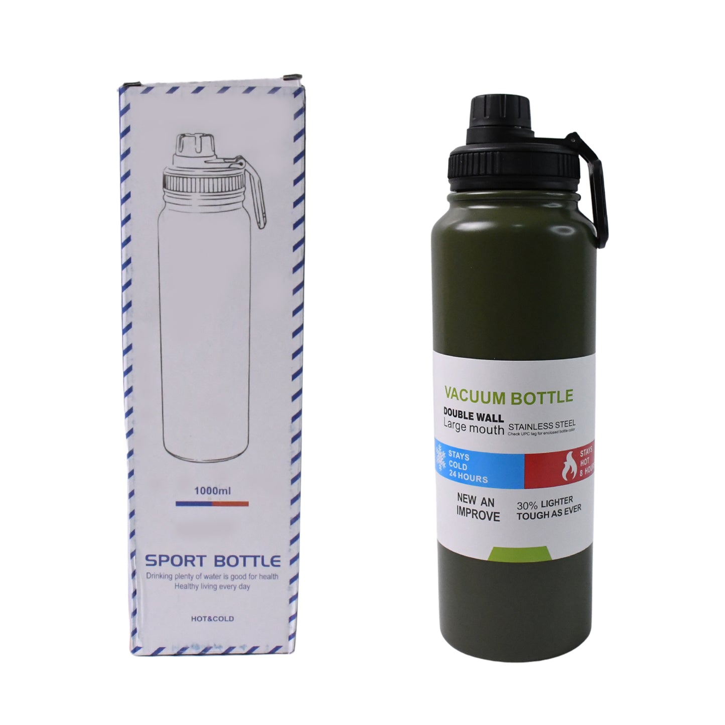 Stainless Steel Double Wall Vacuum-insulated Drink Water Bottle (1000 Ml  Mix Color)