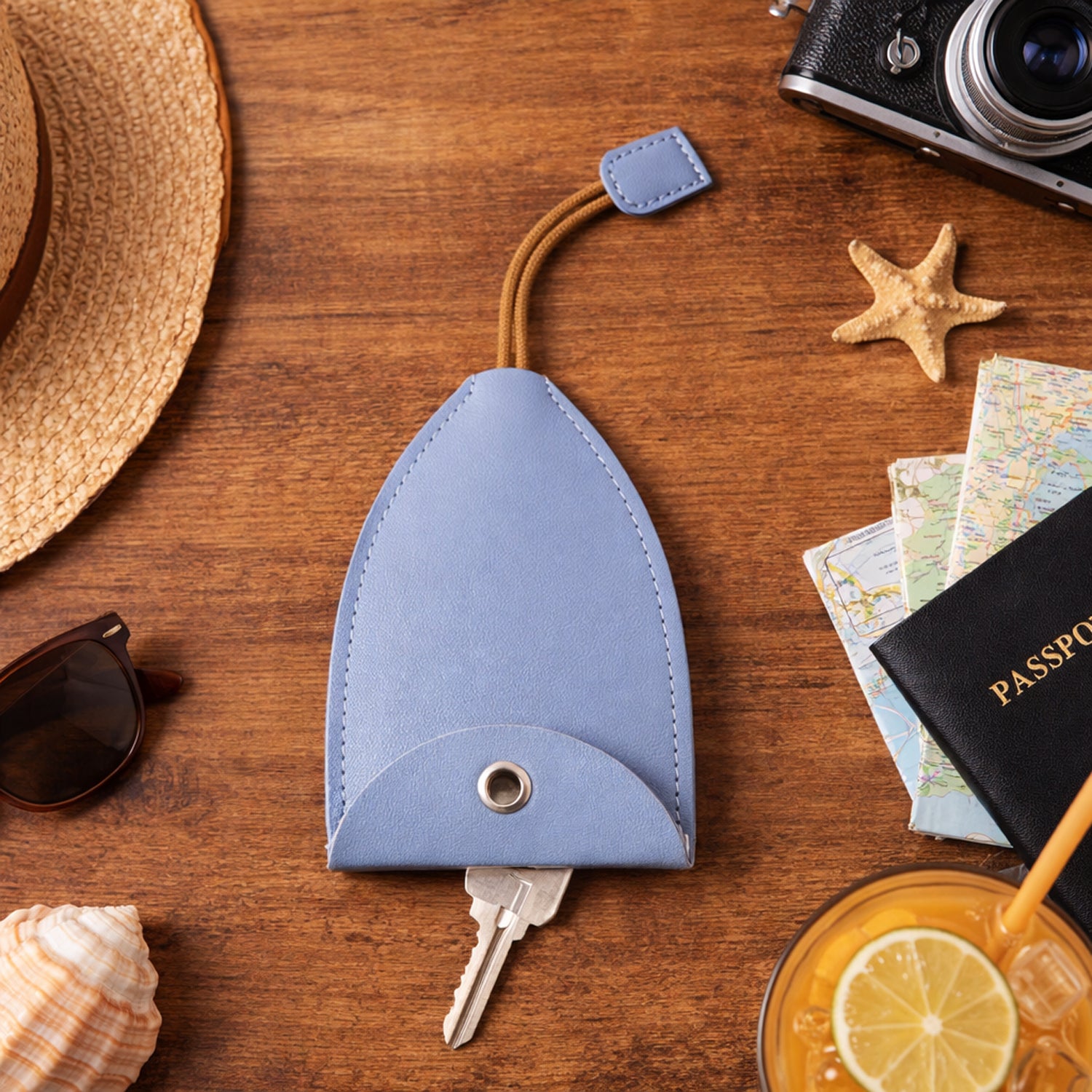 Compact Travel Keyholder Pouch With Wrist Strap (1 Pc)