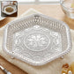 Decorative Silver Serving Tray  Traditional Embossed Floral Design