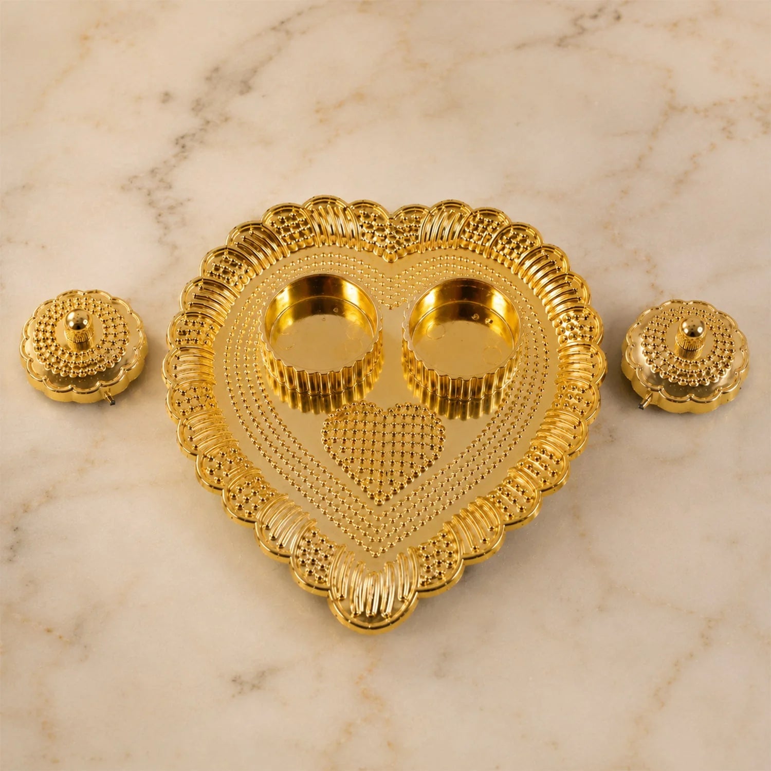 Heart Shaped Kankavati Kumkum Holder For Puja And Tilak Rituals (1 Pc)