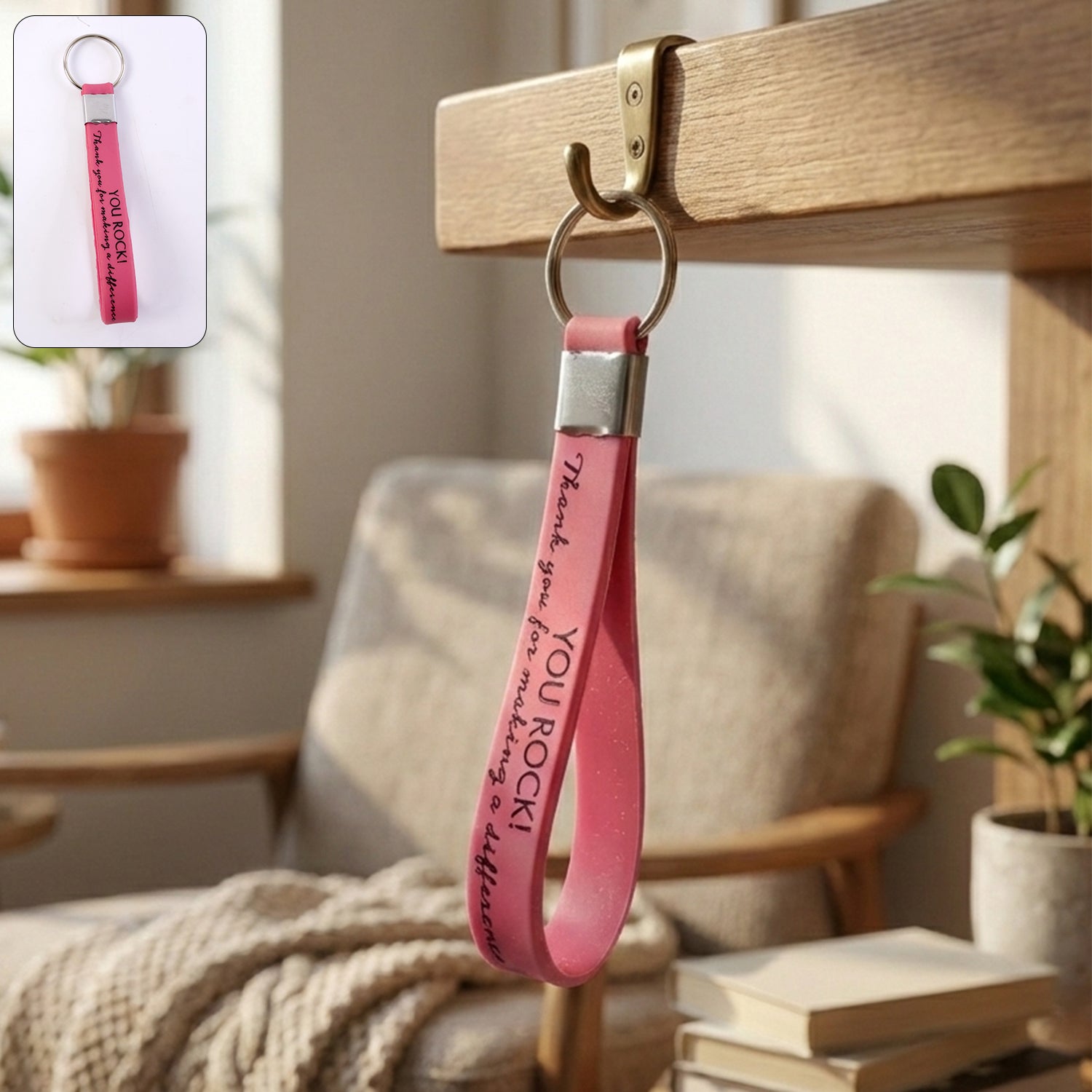 Motivational Silicone Wrist Strap Keychain (1 Pc Mix Color)
