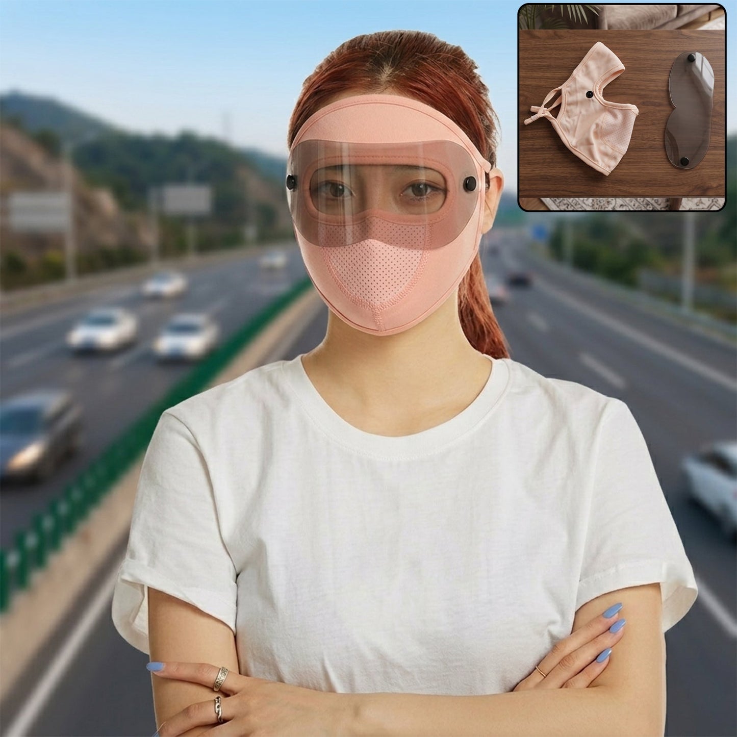 Reusable Soft Cloth Face Mask With A Removable Eye Shield And Ear Loops (1 Pc)