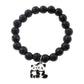 Premium Black Beaded Stretch Bracelet With Cute Panda Charm (1 Pc)