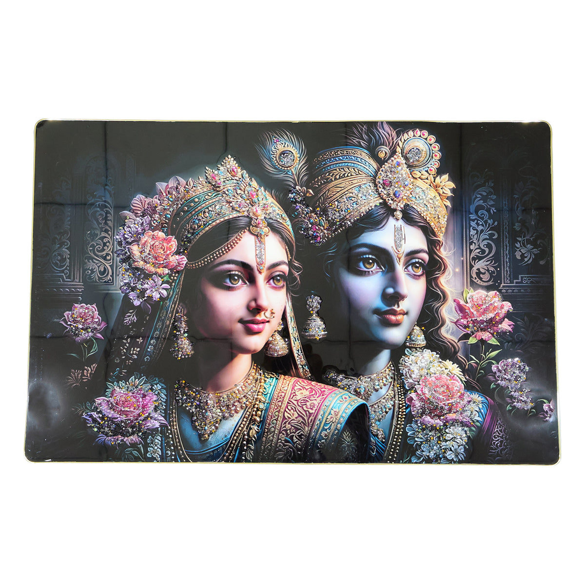 Premium Radha Krishna Royal Artistic Wall Frame (1 Pc 89x58 Cm)