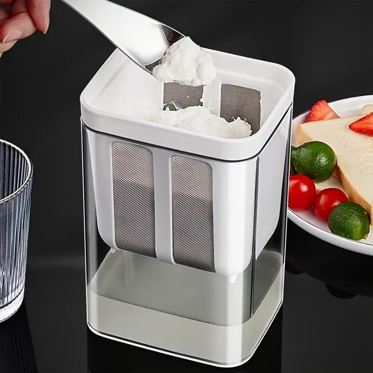 2 In 1 Multifunctional Yogurt Strainer With Storage Container  1100 Ml (1 Set)