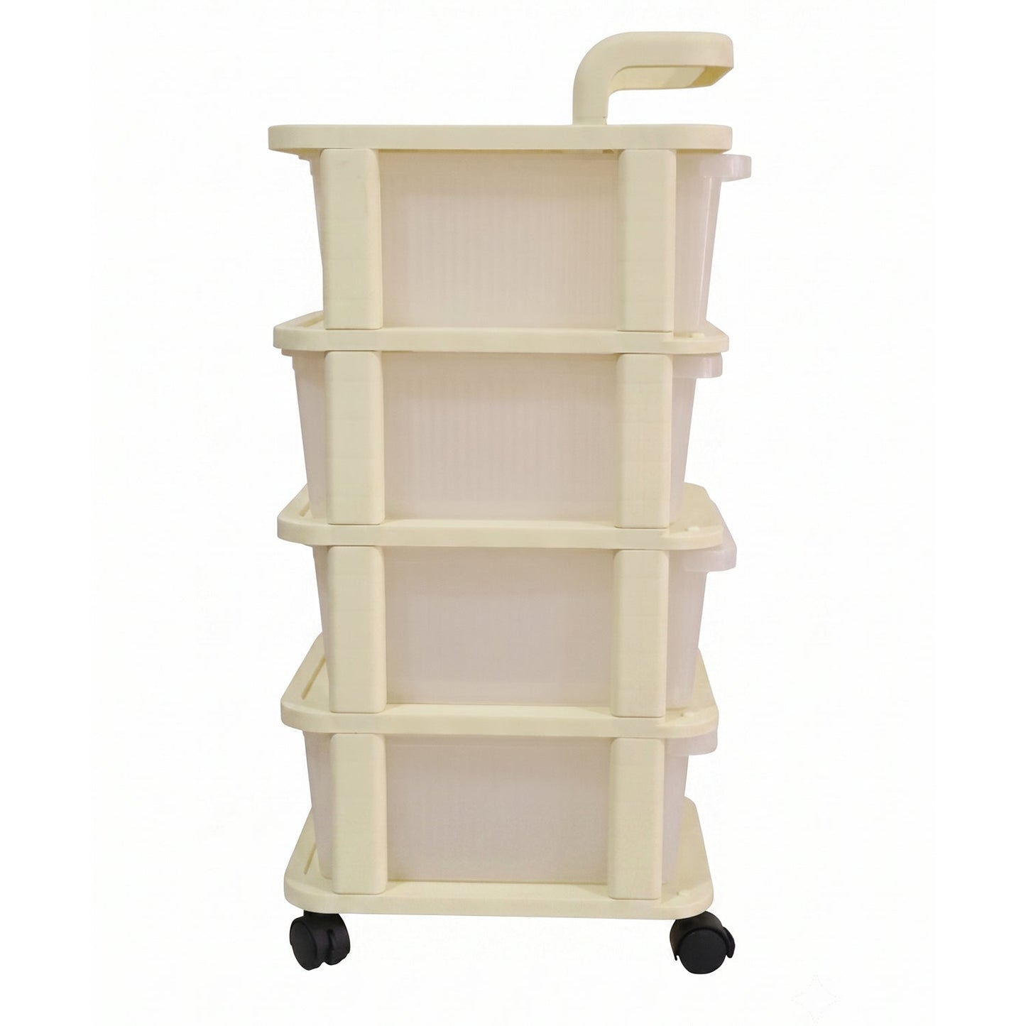 4-tier Plastic Storage Trolley With Wheels Rolling Drawer Organizer Cart (1 Pc)