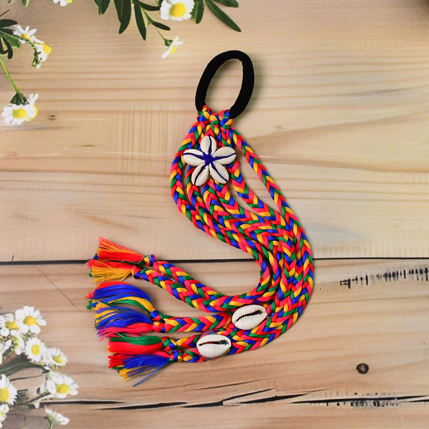 Traditional Multicolor Braided Hair Accessory Stylish Kodi String Bow (1 Pc)