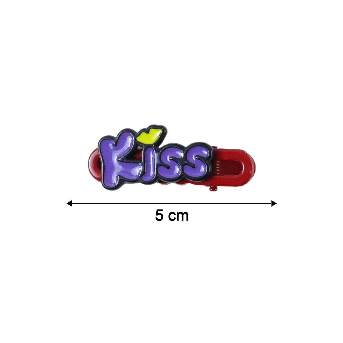 Decorative Kiss Text Hair Clip Set (4 Pc)