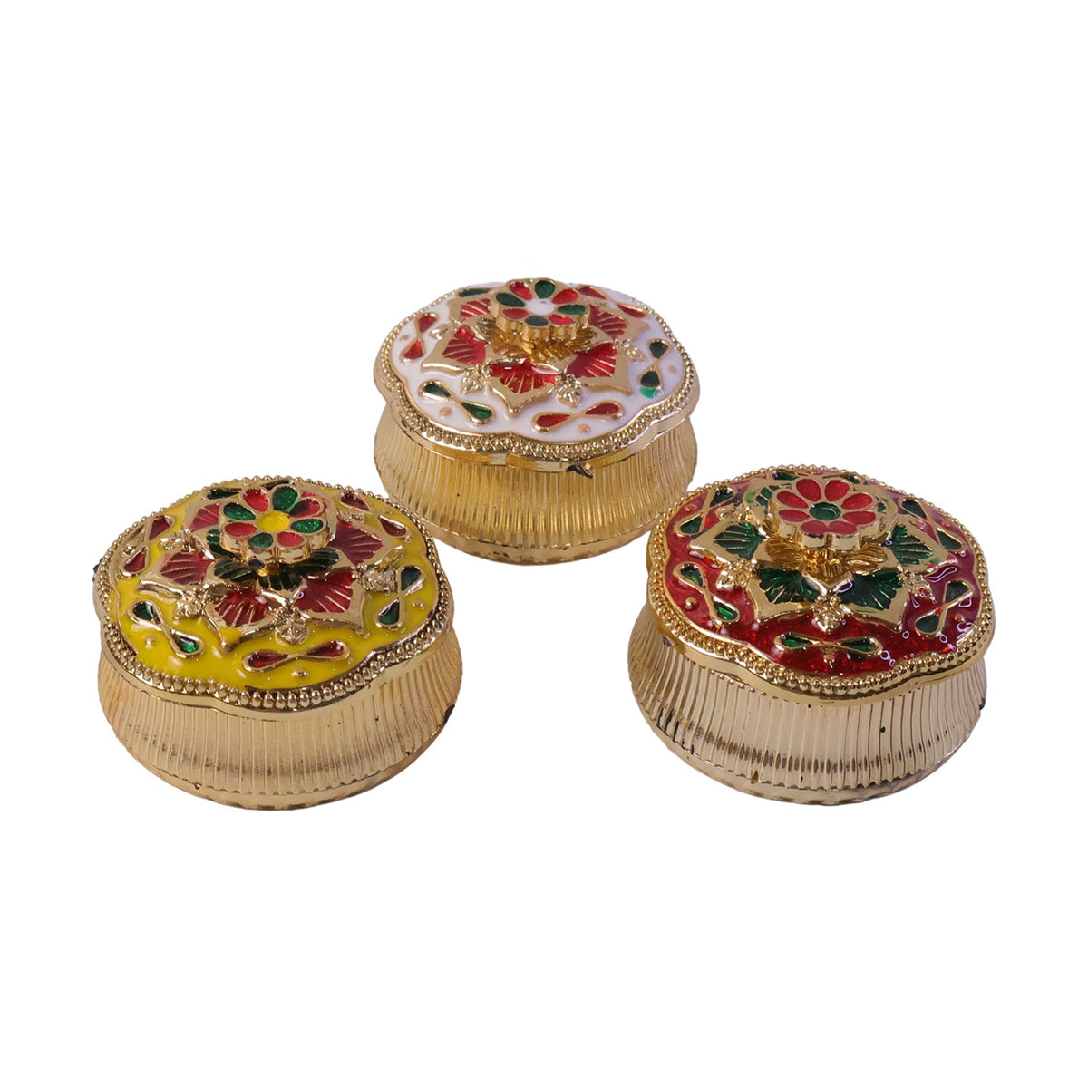 Mix Design Decorative Kankavati With Lid For Kumkum And Pooja Essentials (1 Pc)
