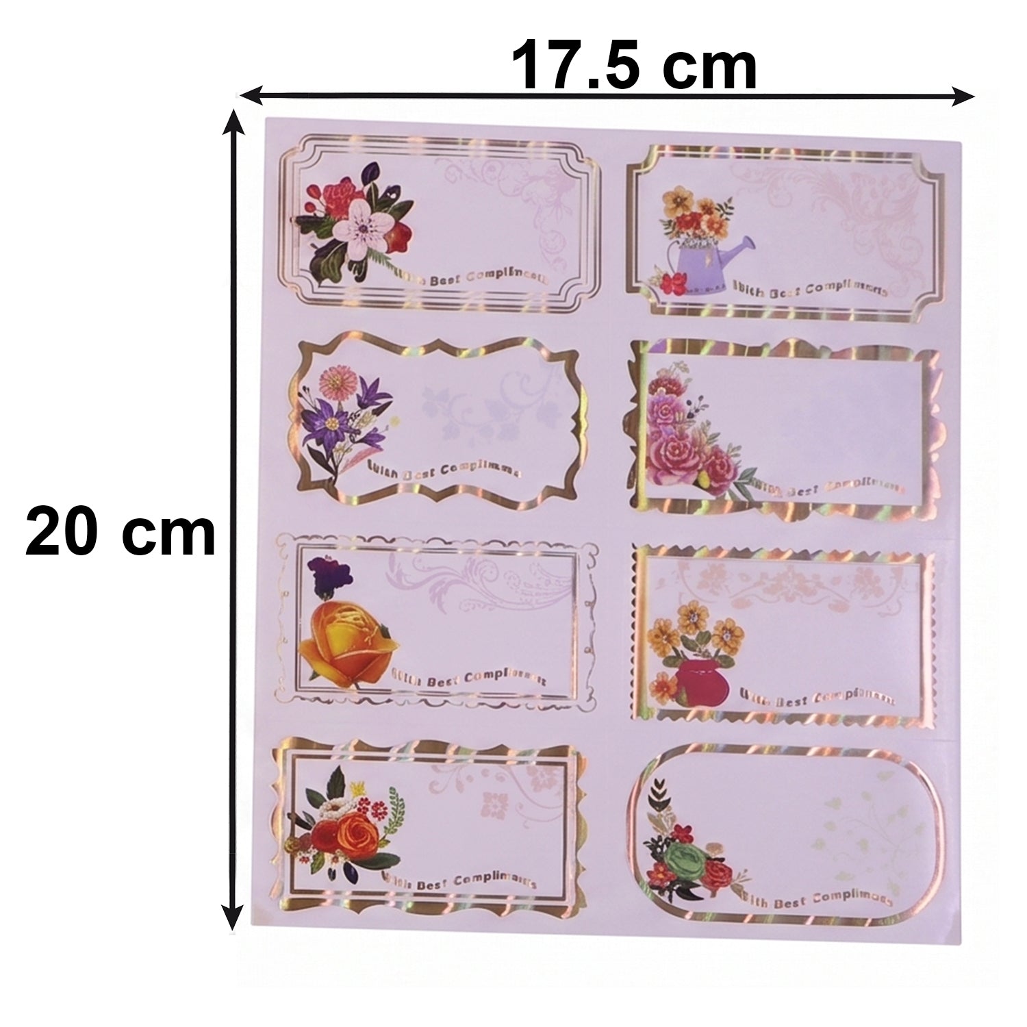 Gift Tag Stickers With Best Compliments Floral Foil Labels For Gifting (40 Pc)