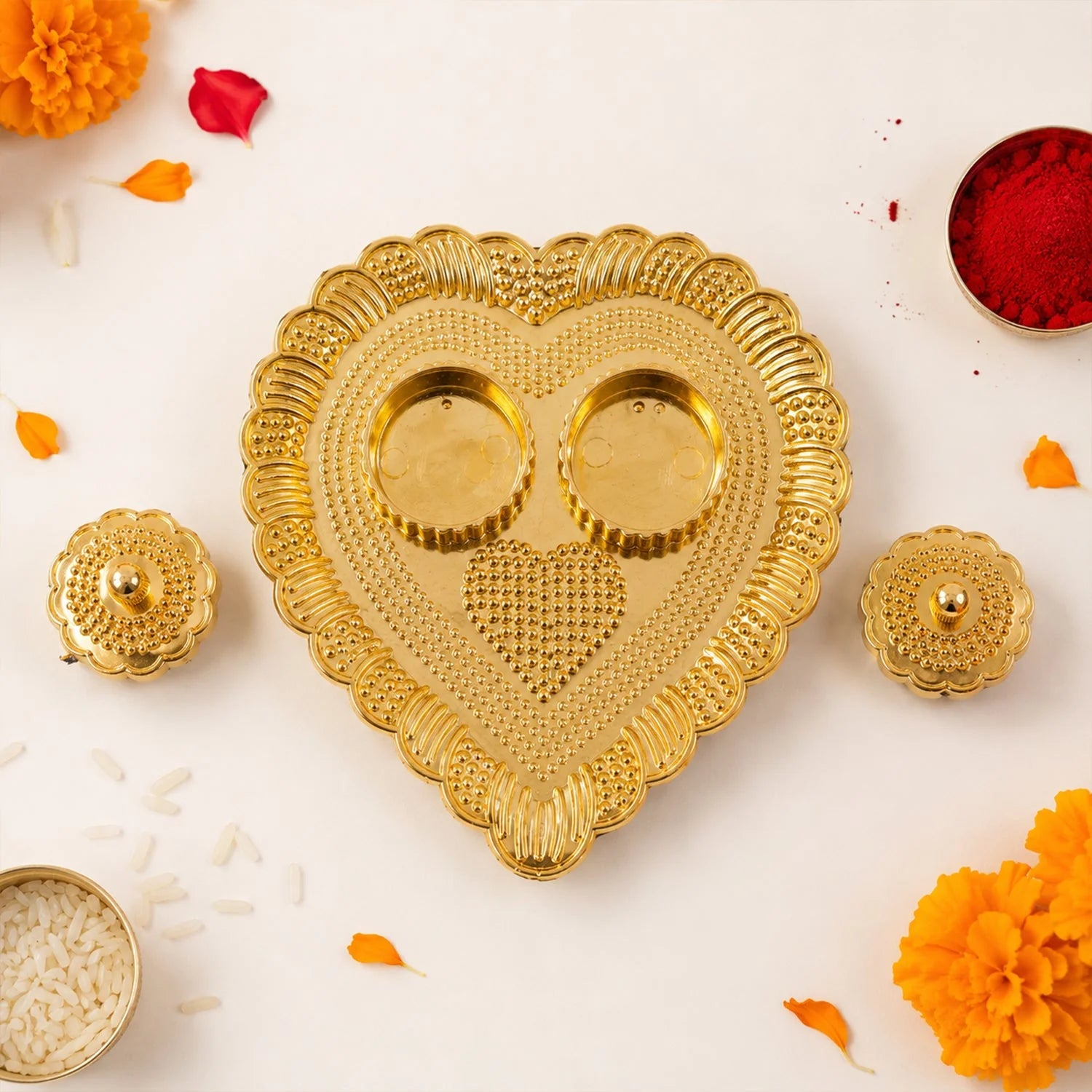 Heart Shaped Kankavati Kumkum Holder For Puja And Tilak Rituals (1 Pc)