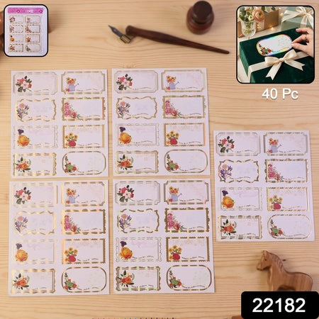 Gift Tag Stickers With Best Compliments Floral Foil Labels For Gifting (40 Pc)